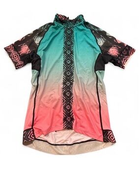 shebeest Cycling Jersey in Teal, Coral & Black | Medium